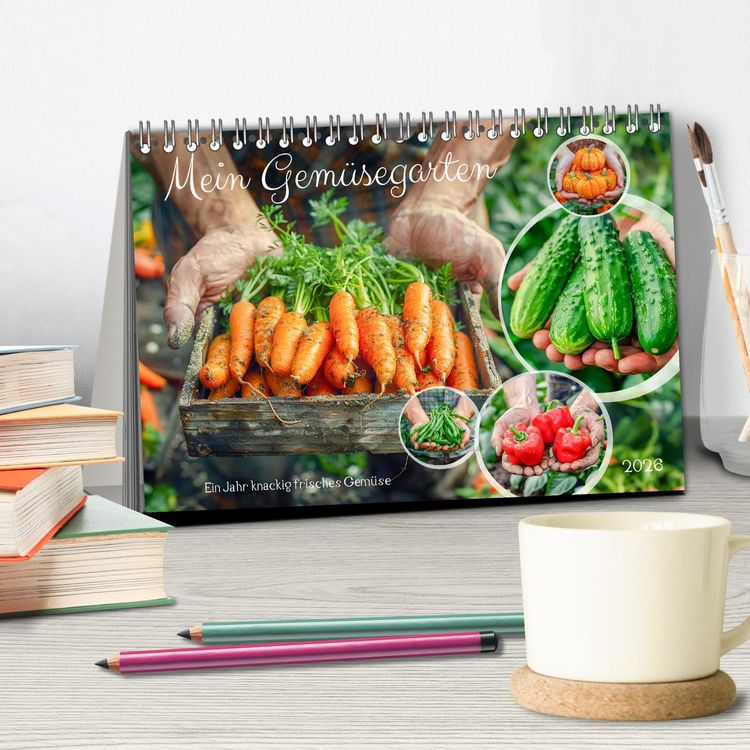 Produktbild: Mein Gem&uuml;segarten - Ein Jahr knackig frisches Gem&uuml;se (Tischkalender 2026 DIN A5 quer), CALVENDO Monatskalender