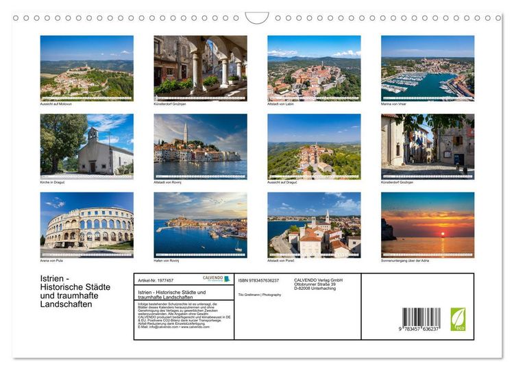 Produktbild: Istrien - Historische St&auml;dte und traumhafte Landschaften (Wandkalender 2026 DIN A3 quer), CALVENDO Monatskalender