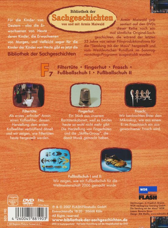 Produktbild: F7 - Filtert&uuml;te/Fingerhut/Frosch/Fu&szlig;ballschuh 1+2 (Bibliothek der Sachgeschichten)