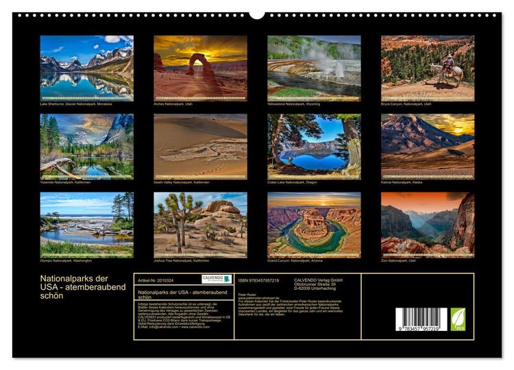 Produktbild: Nationalparks der USA - atemberaubend sch&ouml;n (hochwertiger Premium Wandkalender 2026 DIN A2 quer), Kunstdruck in Hochglanz