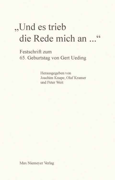 Produktbild: Und es trieb die Rede mich an...