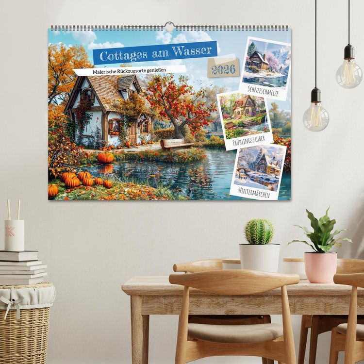 Produktbild: Cottages am Wasser - Malerische R&uuml;ckzugsorte genie&szlig;en (Wandkalender 2026 DIN A2 quer), CALVENDO Monatskalender