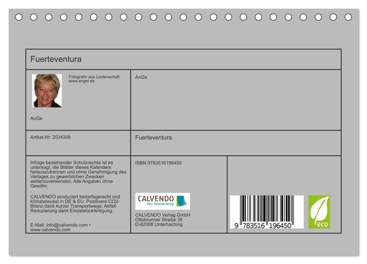 Produktbild: Fuerteventura (Tischkalender 2026 DIN A5 quer), CALVENDO Monatskalender