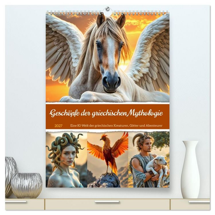 Produktbild: Gesch&ouml;pfe der griechischen Mythologie - Eine KI-Welt der griechischen G&ouml;tter, Kreaturen und Abenteurer (hochwertiger Premium Wandkalender 2027 DIN A2 hoch), Kunstdruck in Hochglanz