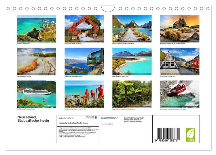 Produktbild: Neuseeland, S&uuml;dpazifische Inseln (Wandkalender 2026 DIN A4 quer), CALVENDO Monatskalender