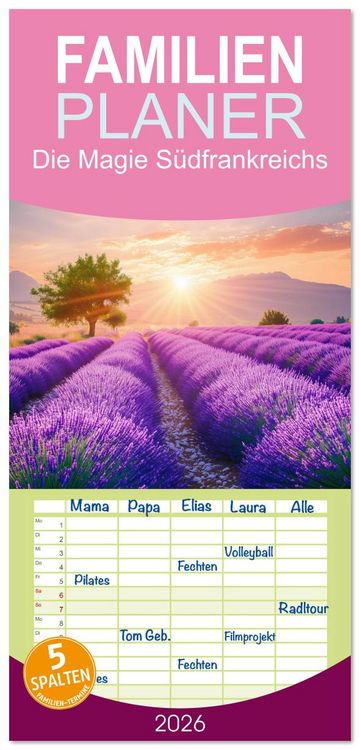 Produktbild: Familienplaner 2026 - Die Magie S&uuml;dfrankreichs mit 5 Spalten (Wandkalender, 21 x 45 cm) CALVENDO