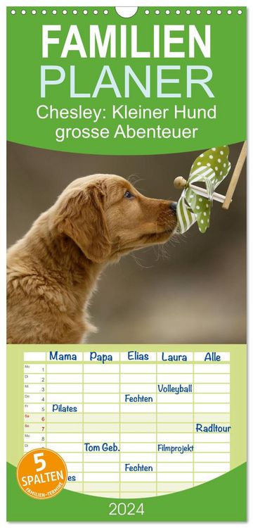 Produktbild: Familienplaner 2026 - Chesley Kleiner Hund grosse Abenteuer mit 5 Spalten (Wandkalender, 21 x 45 cm) CALVENDO
