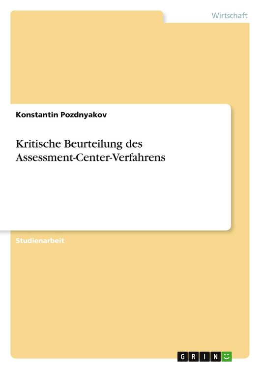 Produktbild: Kritische Beurteilung des Assessment-Center-Verfahrens