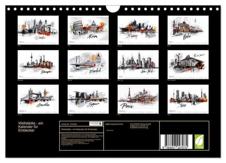 Produktbild: Weltst&auml;dte - ein Kalender f&uuml;r Entdecker (Wandkalender 2026 DIN A4 quer), CALVENDO Monatskalender