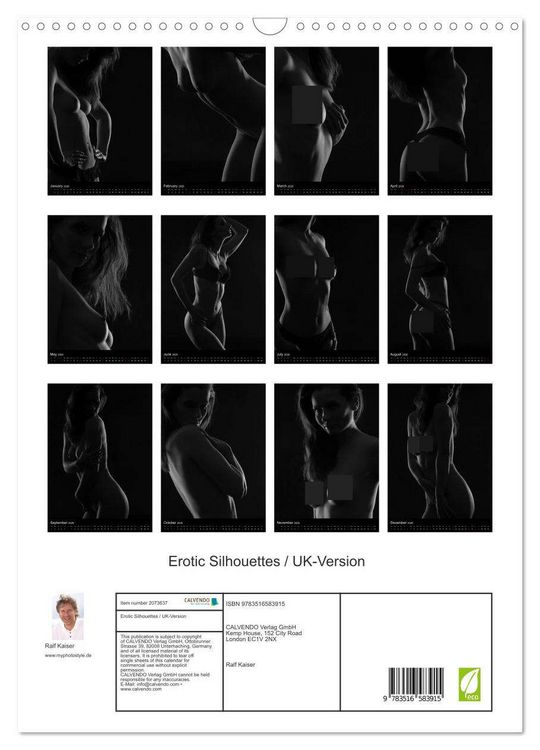 Produktbild: Erotic Silhouettes / UK-Version (Wall Calendar 2026 DIN A3 portrait), CALVENDO 12 Month Wall Calendar