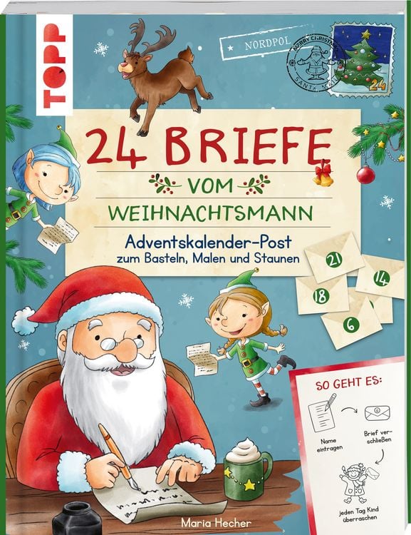 Produktbild: 24 Briefe vom Weihnachtsmann. Adventskalender-Post zum Basteln, Malen und Staunen