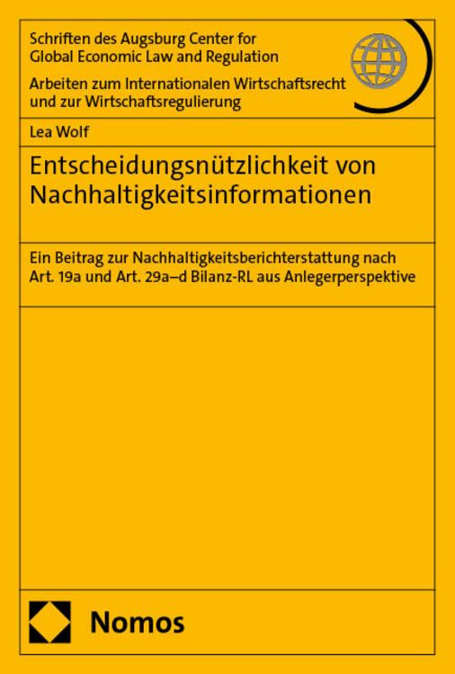 Produktbild: Entscheidungsn&uuml;tzlichkeit von Nachhaltigkeitsinformationen
