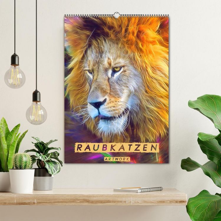 Produktbild: Raubkatzen - Artwork (Wandkalender 2026 DIN A2 hoch), CALVENDO Monatskalender
