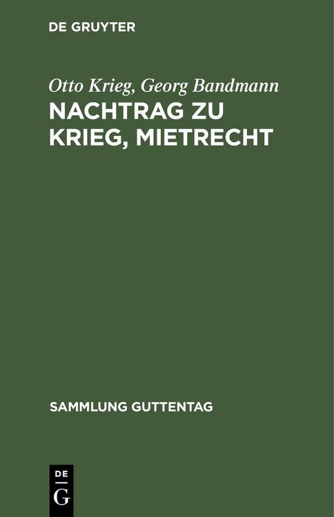 Produktbild: Nachtrag zu Krieg, Mietrecht