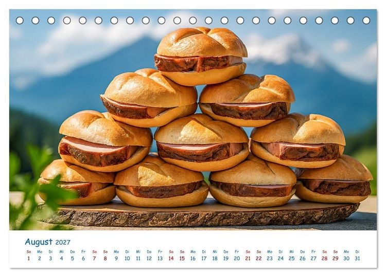 Produktbild: Leberk&auml;se-Kalender - Die Leberk&auml;ssemmel aus Bayern (Tischkalender 2027 DIN A5 quer), CALVENDO Monatskalender