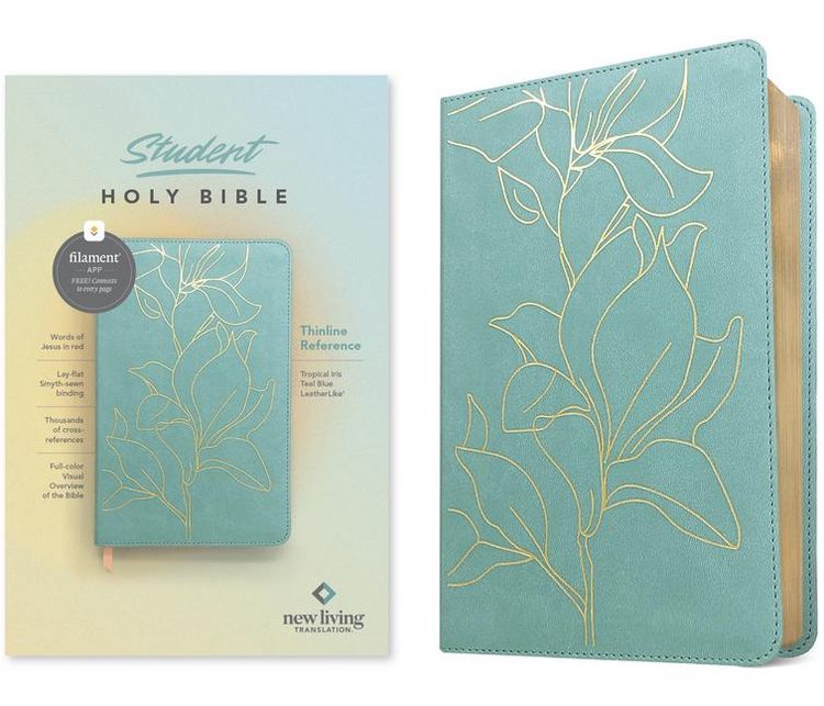 Produktbild: NLT Student Bible, Thinline Reference, Filament Enabled (Leatherlike, Tropical Iris Teal Blue, Red Letter)