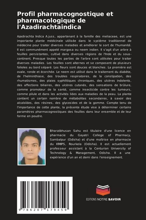 Produktbild: Profil pharmacognostique et pharmacologique de l'Azadirachtaindica