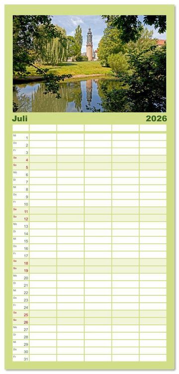 Produktbild: Familienplaner 2026 - Th&uuml;ringen - Weimar mit 5 Spalten (Wandkalender, 21 x 45 cm) CALVENDO
