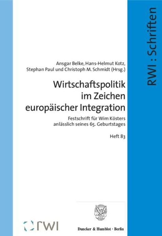 Produktbild: Wirtschaftspolitik im Zeichen europäischer Integration.
