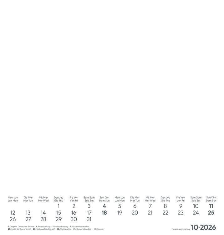 Produktbild: Kreativ-Kalender weiß 2026 - 21x22 cm - Foto, Malen, Basteln - datiert - Kreativkalender - Foto-Kalender - Alpha Edition