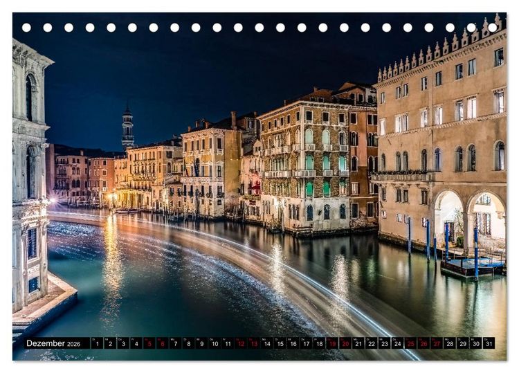 Produktbild: Venedig - Pal&auml;ste, Br&uuml;cken und Kan&auml;le (Tischkalender 2026 DIN A5 quer), CALVENDO Monatskalender