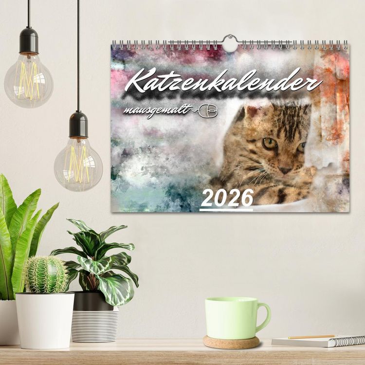 Produktbild: Katzenkalender mausgemalt (Wandkalender 2026 DIN A4 quer), CALVENDO Monatskalender