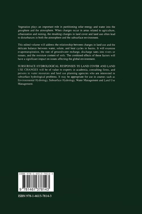 Produktbild: Subsurface Hydrological Responses to Land Cover and Land Use Changes