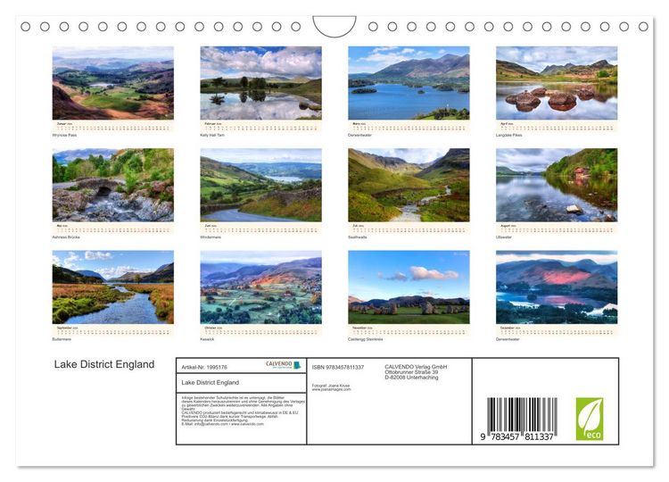 Produktbild: Lake District England (Wandkalender 2026 DIN A4 quer), CALVENDO Monatskalender