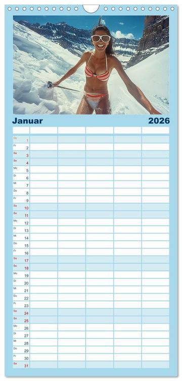 Produktbild: Familienplaner 2026 - Eisbaden mit 5 Spalten (Wandkalender, 21 x 45 cm) CALVENDO