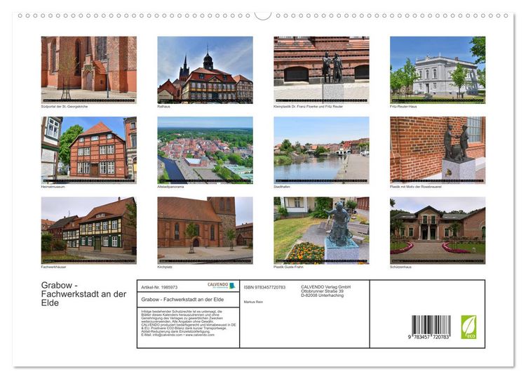 Produktbild: Grabow - Fachwerkstadt an der Elde (hochwertiger Premium Wandkalender 2026 DIN A2 quer), Kunstdruck in Hochglanz