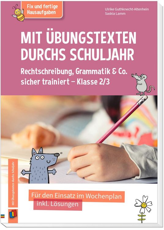 Produktbild: Mit &Uuml;bungstexten durchs Schuljahr &ndash; Rechtschreibung, Grammatik & Co. sicher trainiert &ndash; Klasse 2/3