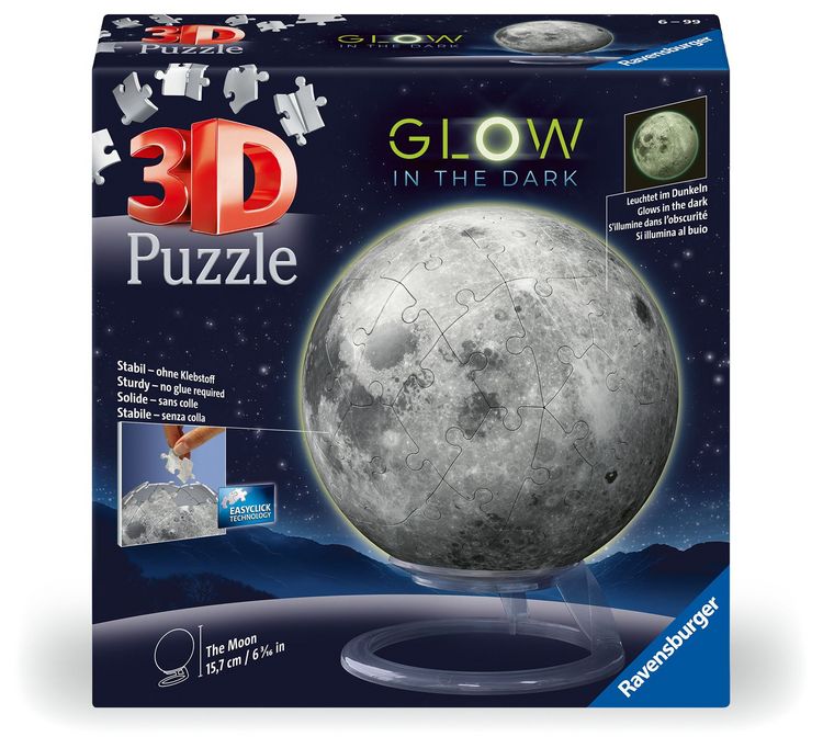 Produktbild: 3D Puzzle-Ball Der Mond - Glow-in-the-Dark