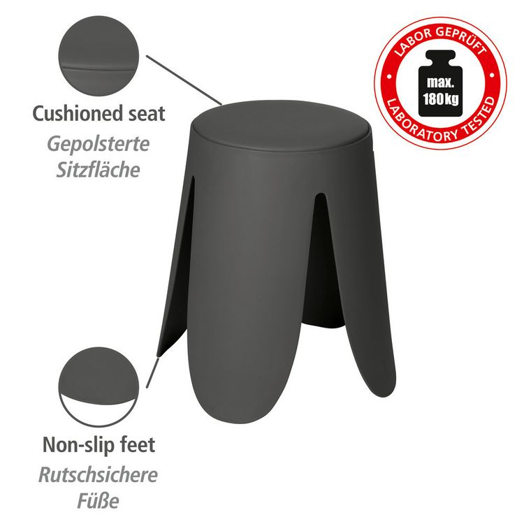 Produktbild: Badhocker Mod. Comiso Anthrazit matt, belastbar bis 180 kg