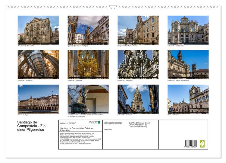Produktbild: Santiago de Compostela - Ziel einer Pilgerreise (Wandkalender 2026 DIN A2 quer), CALVENDO Monatskalender
