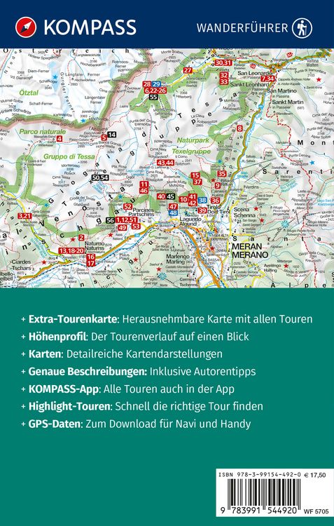 Produktbild: KOMPASS Wanderf&uuml;hrer Texelgruppe mit Meraner H&ouml;henweg, 56 Touren mit Extra-Tourenkarte