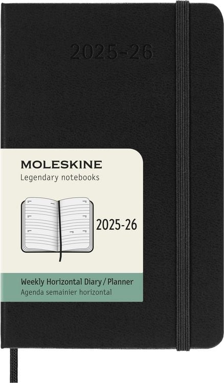 Produktbild: Moleskine 18 Monate Wochenkalender 2025/2026, P/A6, 1 Wo = 2 Seiten, Horizontal, Fester Einband, Schwarz
