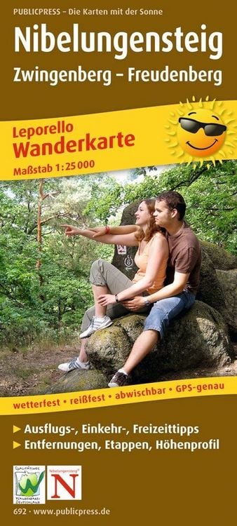 Produktbild: Publicpress Leporello Wanderkarte Nibelungensteig, Zwingenberg, Freudenberg, Leporello Wanderkarte 1:25.000 1:25.000