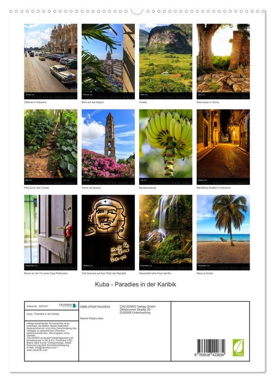 Produktbild: Kuba - Paradies in der Karibik (hochwertiger Premium Wandkalender 2026 DIN A2 hoch), Kunstdruck in Hochglanz