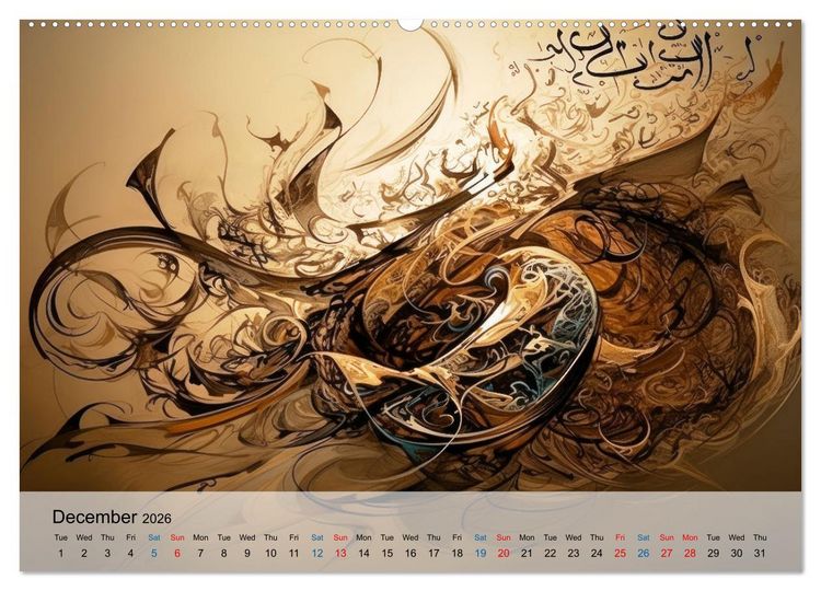 Produktbild: Arabic floating calligraphy as artwork (Wall Calendar 2026 DIN A2 landscape), CALVENDO 12 Month Wall Calendar
