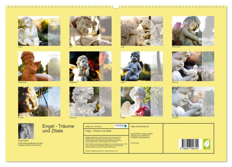 Produktbild: Engel - Tr&auml;ume und Zitate (hochwertiger Premium Wandkalender 2026 DIN A2 quer), Kunstdruck in Hochglanz