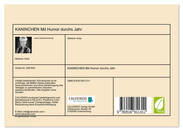 Produktbild: KANINCHEN Mit Humor durchs Jahr (Tischkalender 2026 DIN A5 quer), CALVENDO Monatskalender
