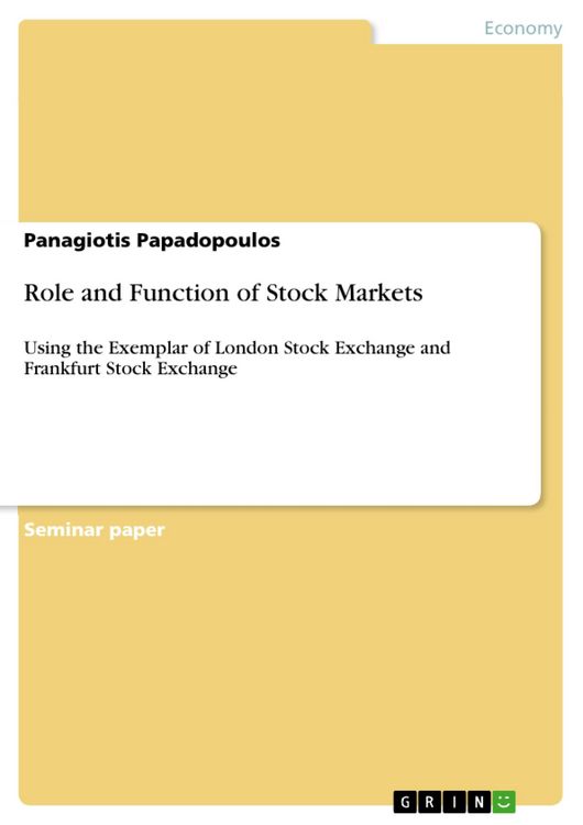 Produktbild: Role and Function of Stock Markets