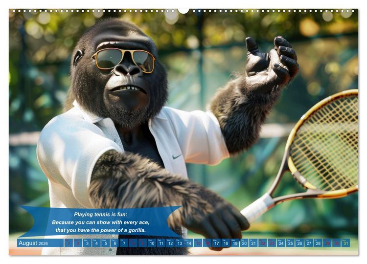 Produktbild: Funny animals as tennis players (Wall Calendar 2026 DIN A2 landscape), CALVENDO 12 Month Wall Calendar