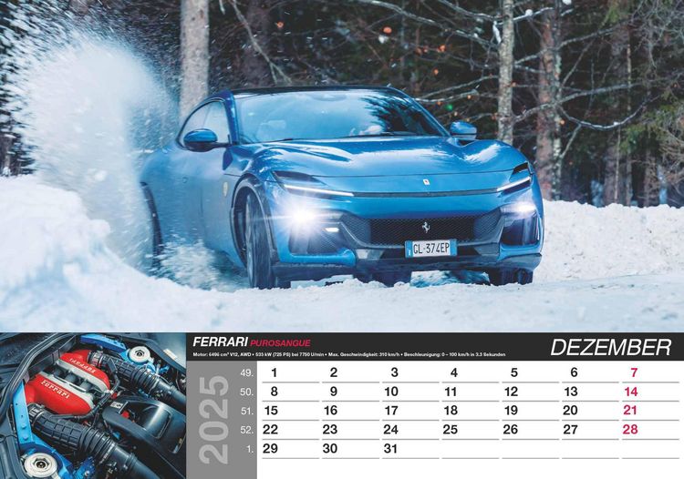 Produktbild: Alpha Edition - Fast Car 2025 Bildkalender, 48,5x34cm, Wandkalender mit hochwertigen Motiven f&uuml;r jeden Monat, mit Infos zum abgebildeten Motiv, Kalenderwochen und deutsches Kalendarium