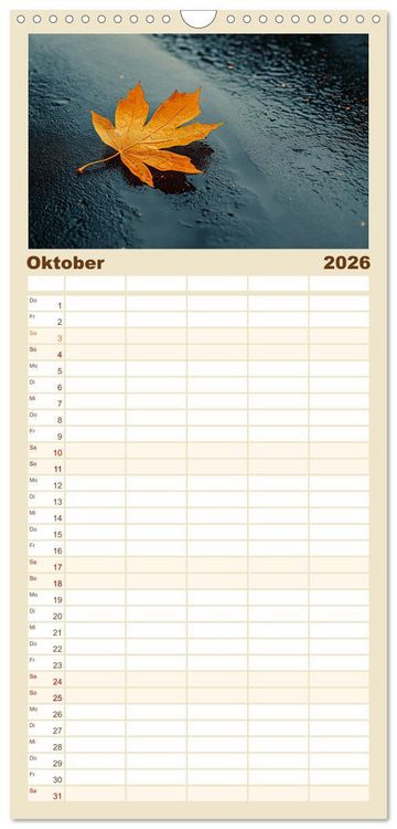 Produktbild: Familienplaner 2026 - Minimalistische Naturmomente &ndash; Ruhe und Sch&ouml;nheit in der Natur mit 5 Spalten (Wandkalender, 21 x 45 cm) CALVENDO