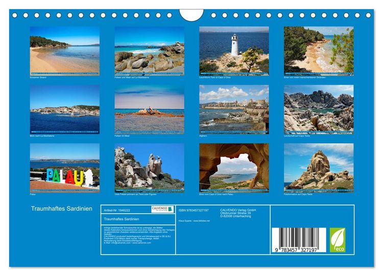 Produktbild: Traumhaftes Sardinien (Wandkalender 2026 DIN A4 quer), CALVENDO Monatskalender