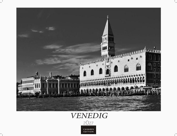Produktbild: Venedig Kalender 2027 schwarz weiss &ndash; Wandkalender | Fotokalender Italien 42x55 &ndash; mit malerischen Fotos von Venedig , Italien