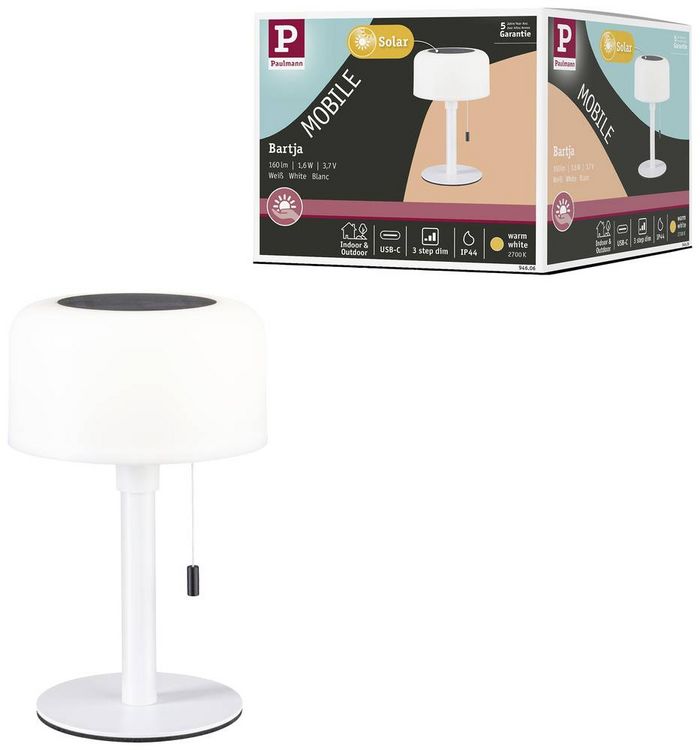 Produktbild: Paulmann 94606 Bartja Solar-Tischlampe 1.6W Warmwei&szlig; Wei&szlig;