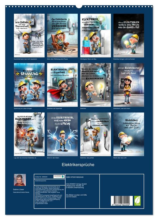 Produktbild: Elektrikerspr&uuml;che (hochwertiger Premium Wandkalender 2026 DIN A2 hoch), Kunstdruck in Hochglanz