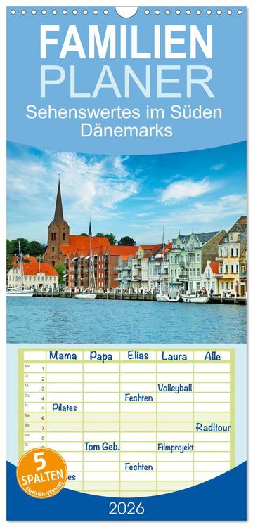 Produktbild: Familienplaner 2026 - Sehenswertes im S&uuml;den D&auml;nemarks mit 5 Spalten (Wandkalender, 21 x 45 cm) CALVENDO